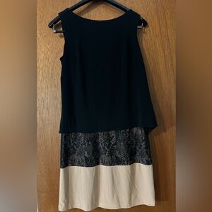 Adrianna Papell Black and Gold Mini Cocktail Dress